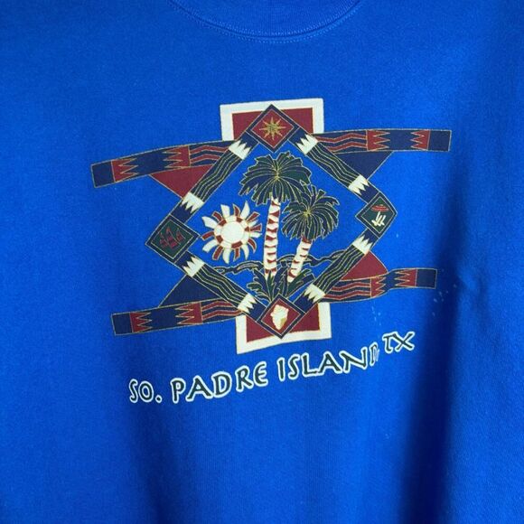 froot of the loom xl blue south padre tx vintage usa short sleeve sweater - Picture 10 of 11